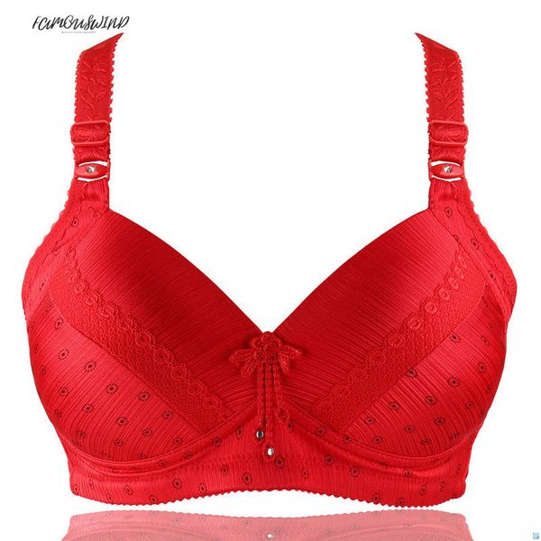 

size plus 36-44 bc brassiere women bras push up cup underwear wireless bra ladies wire nylon lingerie 6 colors, Red;black