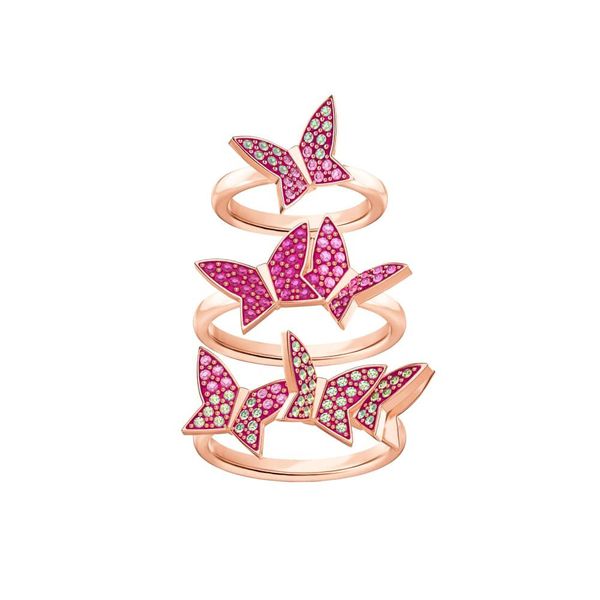 

swa 2019 [новый] mina bea мода красивая бабочка модель tri-ring set элегантная женская пара памятный подарок ювелирных изделий 5409020, Golden;silver