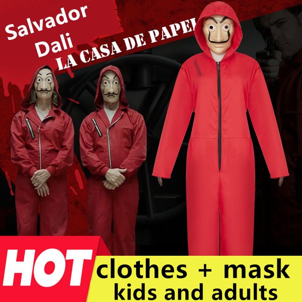 

salvador dali movie costume money heist the house of paper la casa de papel cosplay halloween party costumes with face mask