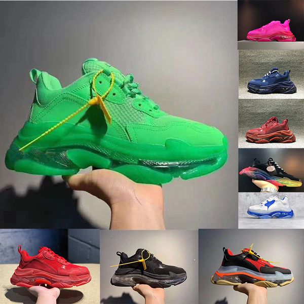 

triple s platform sneakers for men women chaussures paris 17fw triple black green yellow red casual shoes fashion shoes 36-45