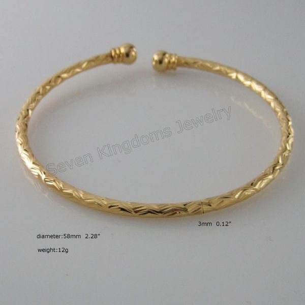 

min order 10$ / great carved surface 5 styles - yellow gold gp diameter about 2.36" opened bangle width 3mm 0.12, Black