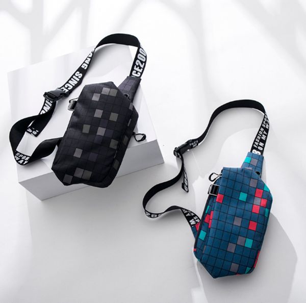 

men's shoulder diagonal bag men's waist bag casual printing oxford cloth korean tide small chest