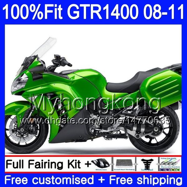 Injeção corpo do molde para a Kawasaki GTR1400 Luz superior verde 08 09 10 11 255HM.12 GTR1400 08 11 GTR 1400 2008 2009 2010 2011 carenagens Kit