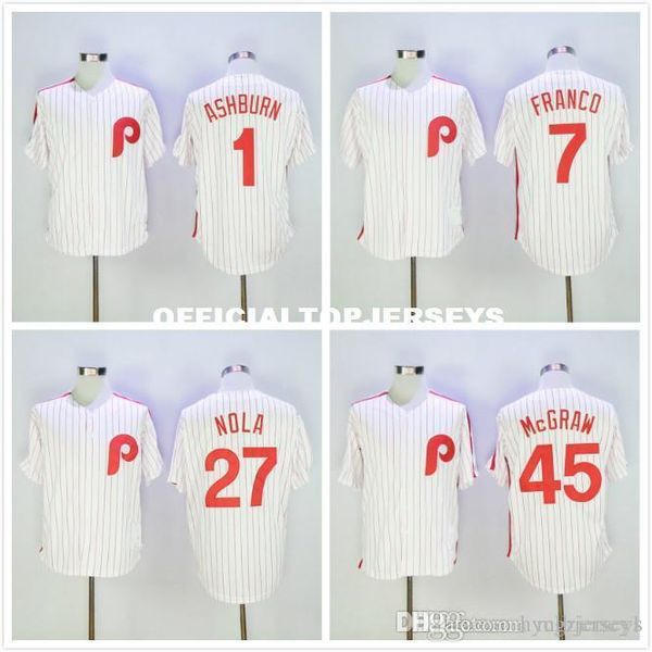 

1 richie ashburn 7 maikel franco 27 aaron nola 45 tug mcgraw jersey, Black;blue