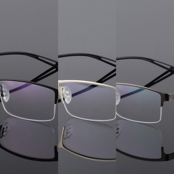 

men's business ultra light half frame comfortable men's glasses glasses optical frame 9029, Silver