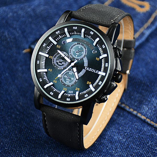 

yazole business men's watch luminous clock casual leather quartz watches personality blue relogio masculino, Slivery;brown