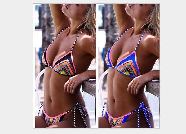 

new printed bikini european and american bikini strap-on swimsuit split swimsuit