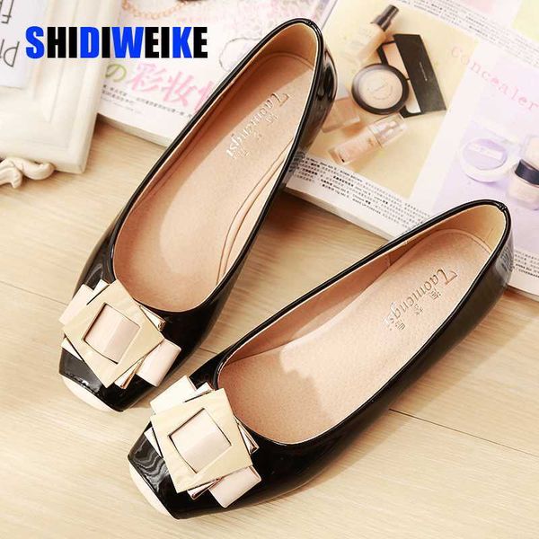 

fashion flat shoes for women cute square toe women loafers pu leather shoes woman flats big size ballet shoe woman 34-43 i161, Black