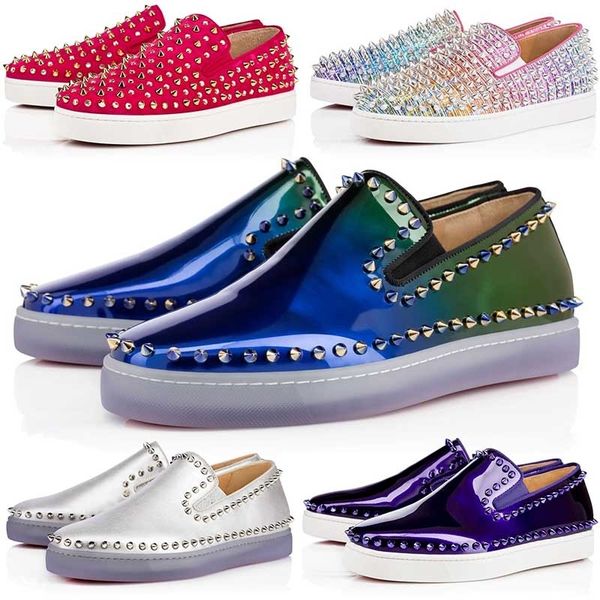 

brand designer red bottom outdoor shoes low cut suede spike shoes mens women party wedding crystal leather luxury sport sneakers