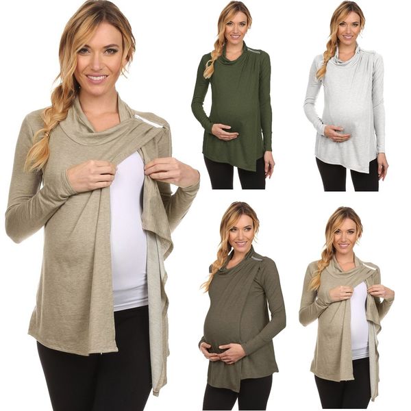 

nursing breastfeeding long sleeve cowl neck t shirt women winter for feeding maternity pregnancy clothes plus size 18oct8, White