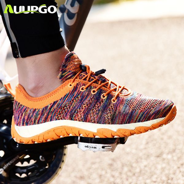 

auupgo non-lock men women leisure cycling shoes road bike mtb mountain bike shoes sports hiking river trekking sneakers non-slip, Black