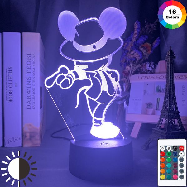 

mickey michael jackson figure 3d optical led night light for kids bedroom decoraion nightlight usb battery table lamp gift