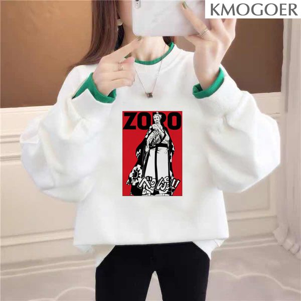 

zoro samurai one piece new design winter long sleeve white women tee pullover tee fashion women hoodie aesthetic tees, Black