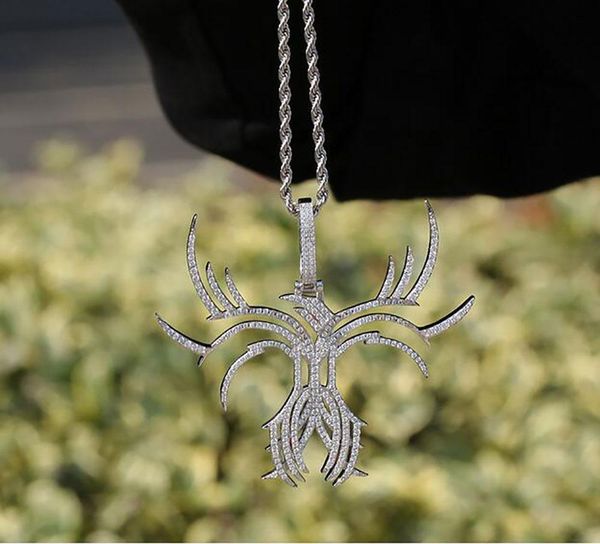 

iced out skeleton butterfly pendant necklace bling diamond rope chain fashion butterflys necklace rapper accessories, Silver
