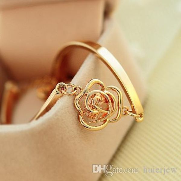 

браслеты браслеты винтажная простая золотая пластина с имитацией бриллианта циркон цветок розы сплав камелия браслет браслеты-подвески, Golden;silver