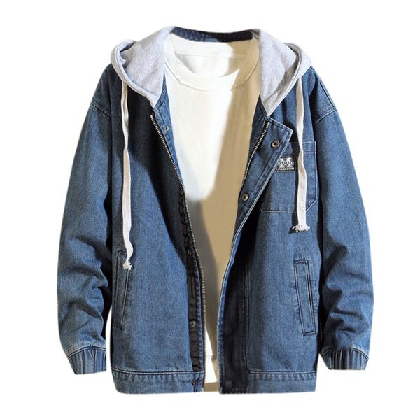 

men's jean jacket casual autumn&winter jacket hoodies long sleeve outwear denim hooded jackets coat veste en jean, Black;brown