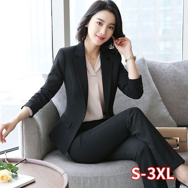 

women's suits spring and autumn new fashion temperament high-end professional wear wild trousers women's two-piece suit, White;black