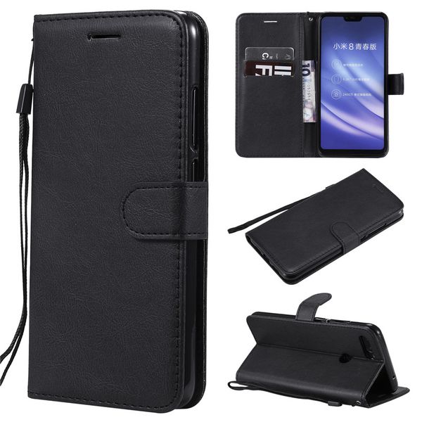 

for xiaomi mi 8 lite case flip cover wallet stand pure color pu leather mobile phone bags coque fundas