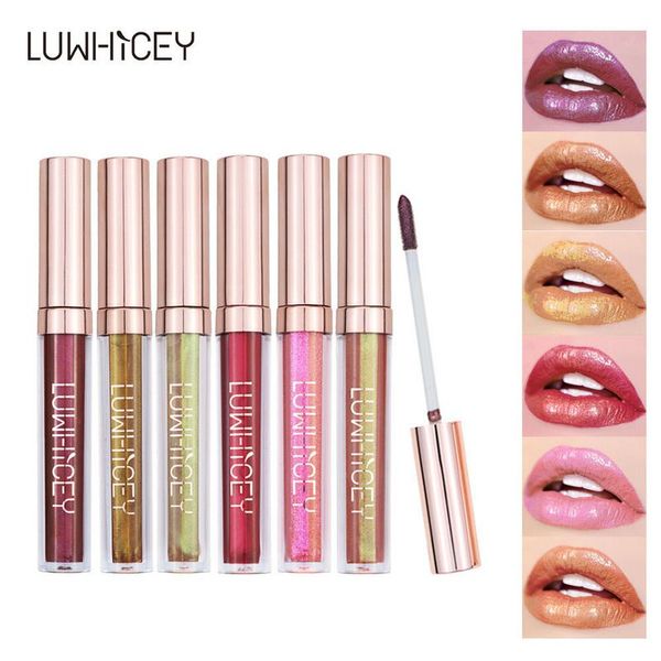 LUWHICEY Brilho de Cristal Lip Gloss Holográfico Tatuagem de Lábio Líquido Batom Sereia Pigmento Brilho Lip gloss Metálico maquiagem