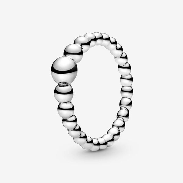 

2020 new original 925 sterling silver string of beads ring for women resizable wedding engagement pan rings dropshipping, Golden;silver