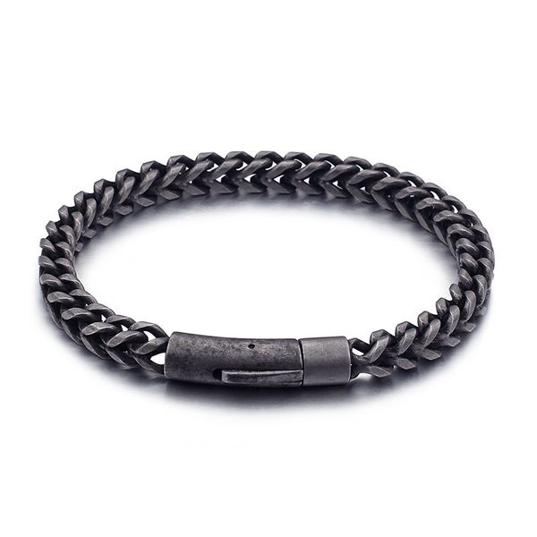 

8mm thick chain men bracelet cool black stainless steel friendship men's bracelets for men vintage biker jewelry gifts, Golden;silver