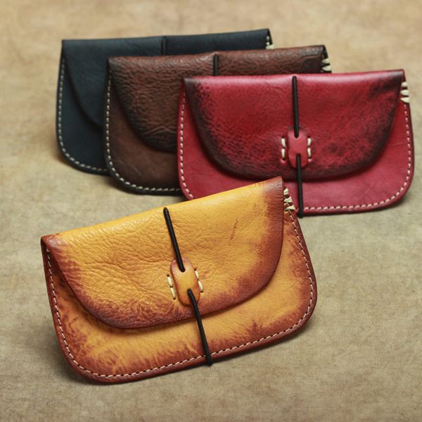 

wholesale new genuine leather coin pouches purses women vintage cowhide card holder mini wallet money banknote pocket purse ladies gift, Brown;gray