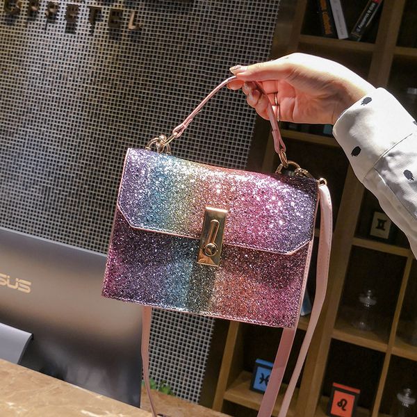 

miyahouse new arrival women shining shoulder bags fashion chains flap bag female sequins messenger bag for girls handbag