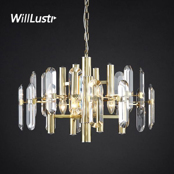 

modern luxury pendant lamp k9 crystal chandelier l restaurant mall villa living room bedroom creative metal hanging lighting