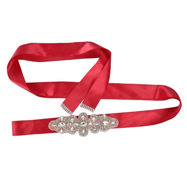 

bridal crystal rhinestone sash waist belt wedding dress waistband, White