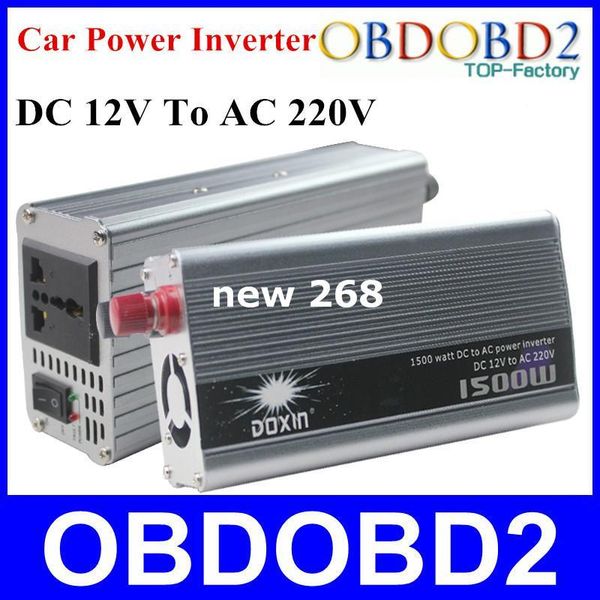 Freeshipping Melhor Qualidade DOXIN 1500 W Car Power Inverter Adaptador Porta USB 1500 WATT Carregador Household DC 12 V para AC 220 V Conversor de Voltagem