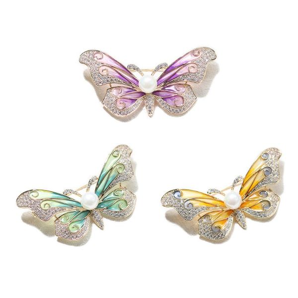 

retro insect brooch pin pendant rhinestone artificial crystal winged beautiful, Gray