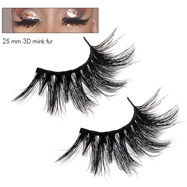 

1pair 3d false eyelashes natural curl mink hair hand-made fake lashes