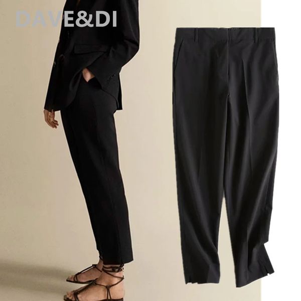 

women's pants & capris daved&di england style office lady simple black color leg forking straight suits women pantalones femme trousers, Black;white