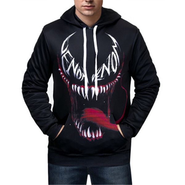 

new arrive popular marvel movie venom 3d sweatshirt men brand hoodie comic casual tracksuit pullover dropship streetwear, Black