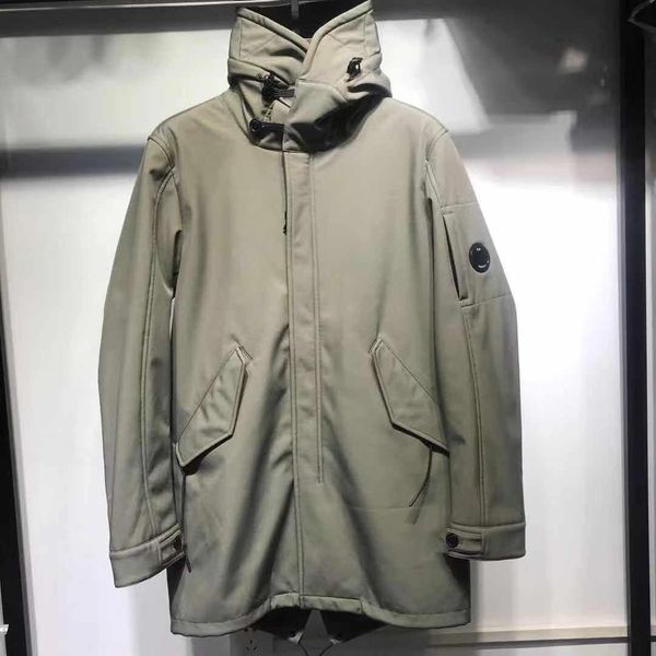 

марка осень зима композитный среднедлинная ветровка пальто мужской моды капюшоном куртки withi высокого качества азиатских размер -2xl si02, Tan;black