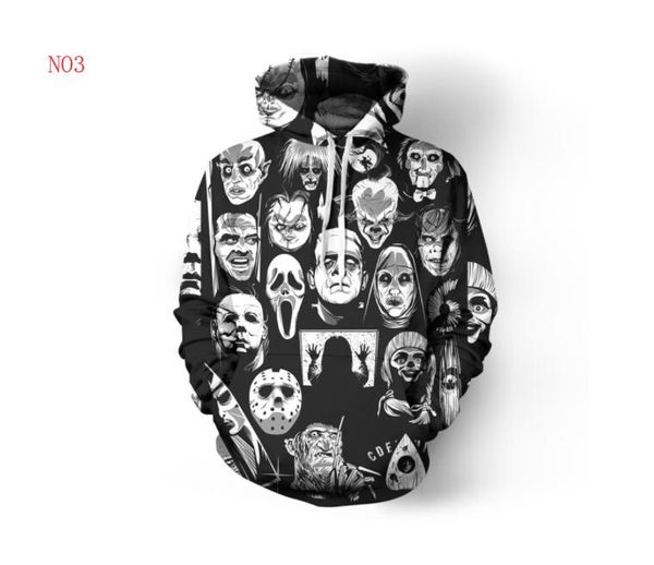 

autumn designer hoodies for men sweatshirts 3d skulls pattern lovers mens coats hooded ogreish hoodie clothing s-5xl wholesale, Black
