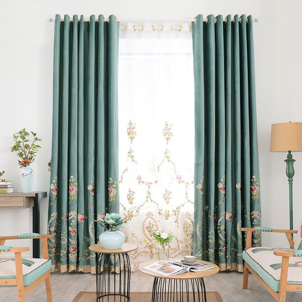 

european embroidery high-gloss curtains for living dining room bedroom