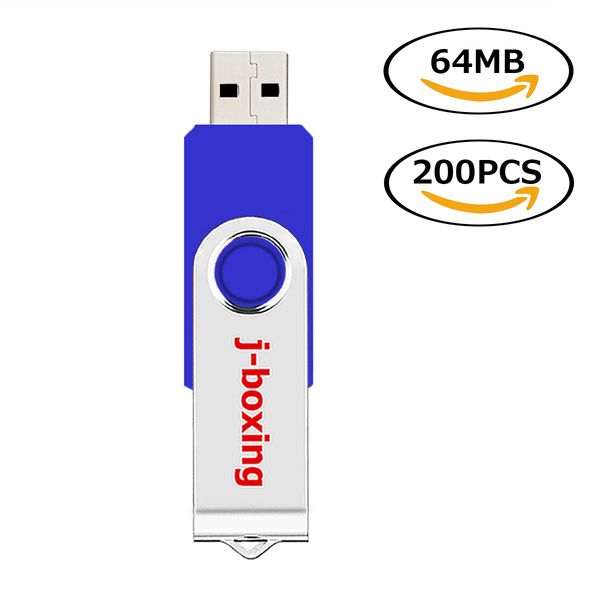 

bulk 200pcs 64mb usb flash drives swivel blue usb 2.0 pen drives metal rotating memory sticks for computer laptablet thumb storage