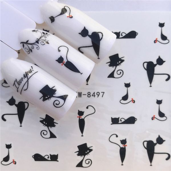 

ywk 1 sheet mixed designs flower glitter nail sticker water transfer decal decoration diy adhesive tips manicure nail art decals, Black