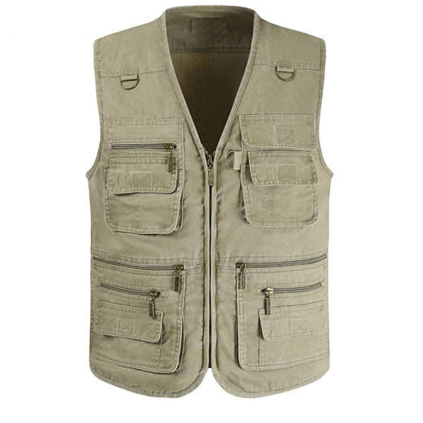 

мужская фотография жилет открытый досуг случайные свободные репортеры жилет рыбалка мульти-карман хлопок жилет большой размер xl-7xl, Black;white