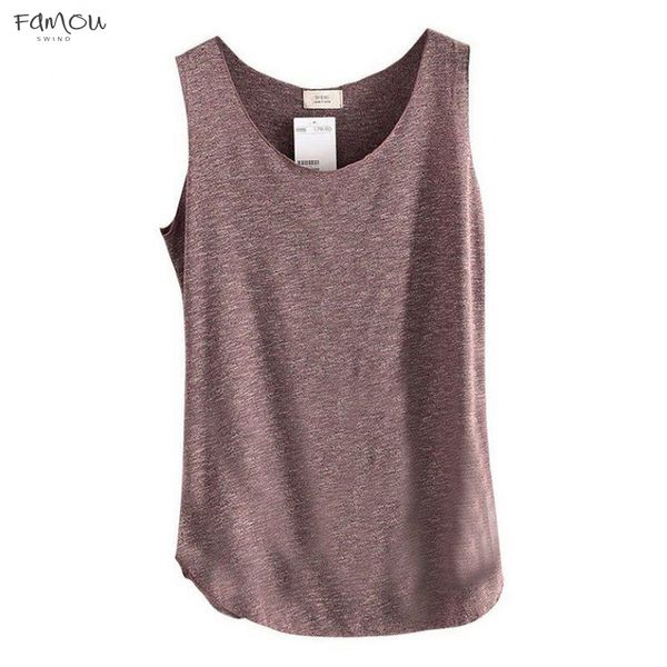 

New Fashion Womens U-Neck Beach Vest Summer Loose Bamboo Cotton Tops T-Shirt Tee Drop Shipping Good Quality