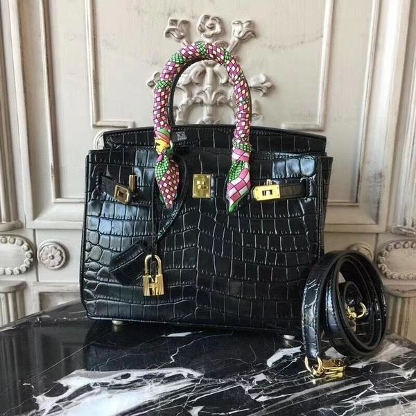 

crocodile pattern croco alligator shoulder bag cross body totes luxury handbags women bags designer famous brands leather quality black