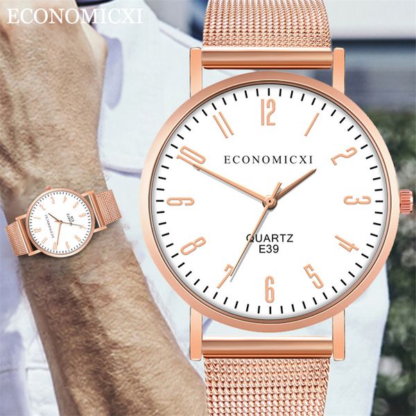 

men sport casual watches men's digital clock man men's quartz wristwatches casual and business series mesh belt watch gifts, Slivery;brown