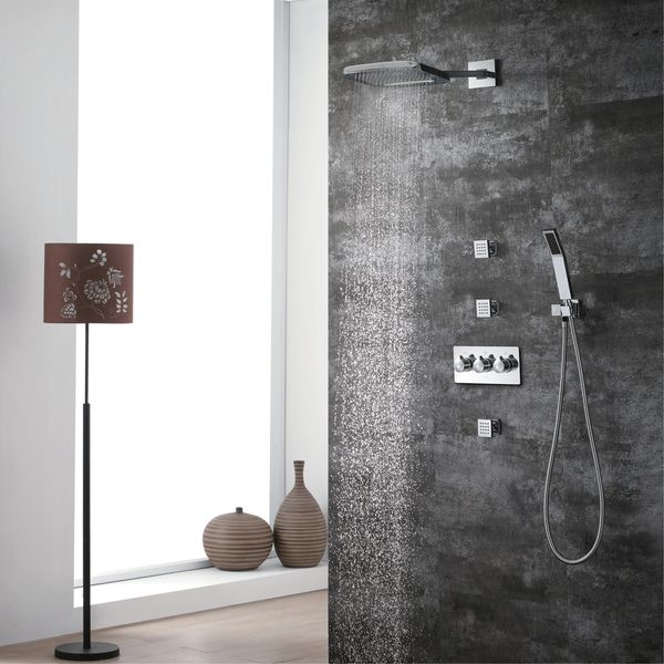 

waterfall rainfall shower head wall mounted bathroom shower set rain massage spray jets brass and cold shower faucets chrome