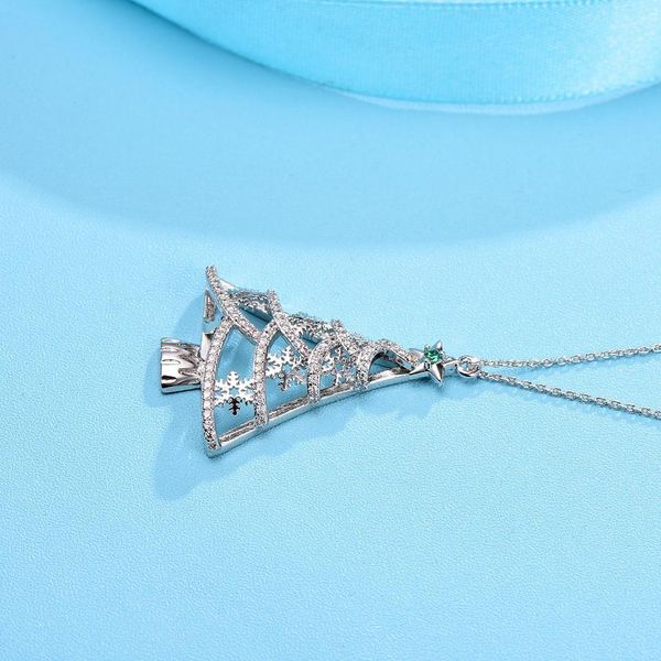 

lk new 925 silver necklace creative christmas tree clavicle chain personality wild temperament necklaced