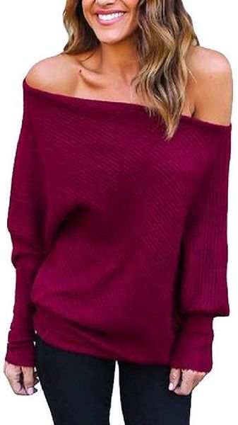 

women's knit ribbed blouse cut out off shoulder shirts, White;black