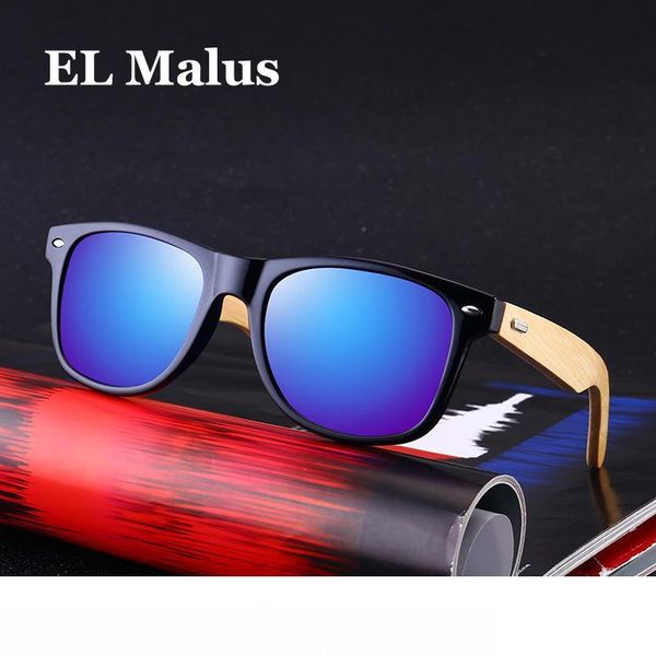 

el malus]bamboo uv400 square frame wooden sunglasses men male gray silver blue lens mirror retro brand designer wood sun glasses sg079, White;black