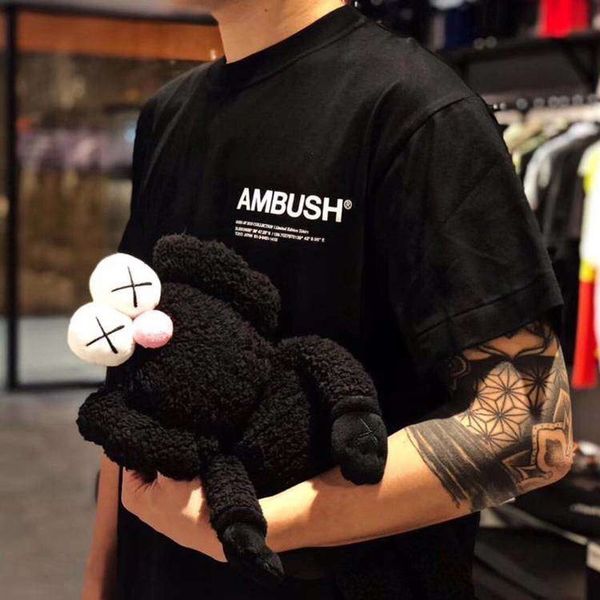 

ambush 19ss засада логотип печатных tee роскошные сплошной цвет короткие рукава мужчины женщины лето повседневная простой улица скейтборд ab, White;black