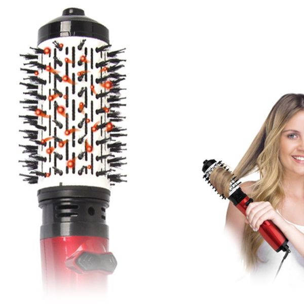 

2 in 1 hair dryer volumizer straightening curling blower 110v us plug brush roller ceramic styler comb beauty tool