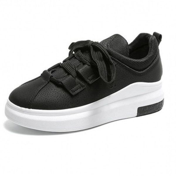 

2019 female flat casual shoes female autumn tie breathable fashion wild comfortable casual shoes, Black